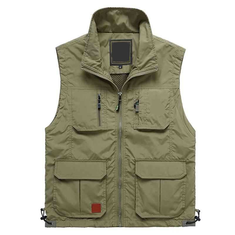 Summer Mesh Thin Multi Pocket Vest For Male Big Size Male Casual 4 Colors Sleeveless Jacket With Many Pockets Reporter Waistcoat