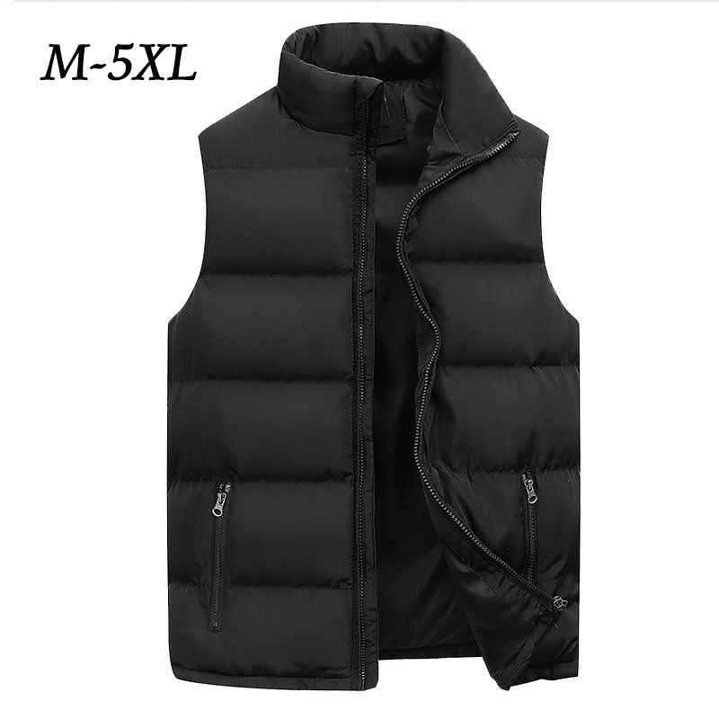 Men Jacket Autumn Winter Warm Vest Down Cotton Sleeveless Gilet Jacket Waistcoat Man Warm Mens Outdoor Coat Plus Size 5Xl