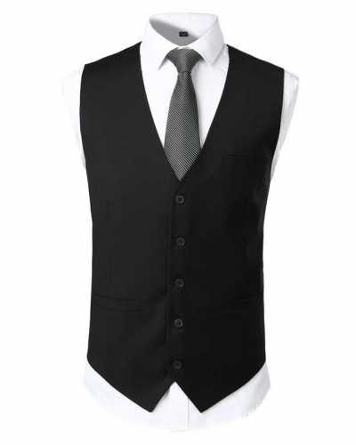 Men's Black Dress Vest with Tie 2021 Brand New Sleeveless Slim Fit Men Tuxedo Vests Formal Business Wedding Pocket Gilet Homme