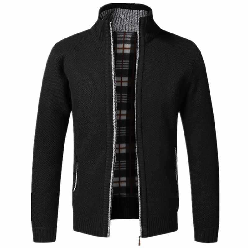 New Men's Sweaters Slim Fit Stand Collar Zipper Jacket Autumn Winter Warm Knitted Cardigan Coats Male Clothing Casual Knitwear