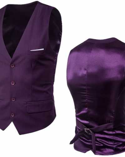 Purple Suit Vest Men 2020 Spring New Slim Fit Sleeveless Vest Waistcoat Mens Formal Business Wedding Dress Vests Chaleco Hombre