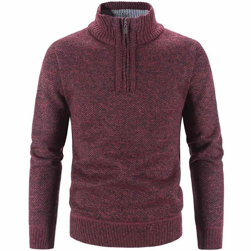 Winter Men's Fleece Thicker Sweater Half Zipper Turtleneck Warm Pullover Male Clothing Casual Slim Knitted Wool Sweaters For