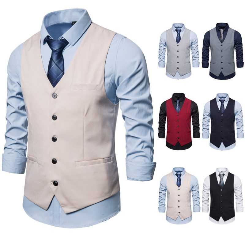 Waistcoat Men Business Casual Single Breasted Gentleman Vest for Men Large Size Vest