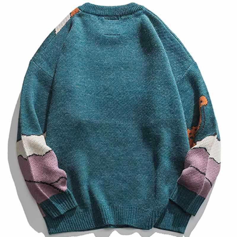 Harajuku Cartoon Little Dinosaur Knitted Sweater Winter Sweater Men Women Vintage Sweater Pullover Casual Streetwear