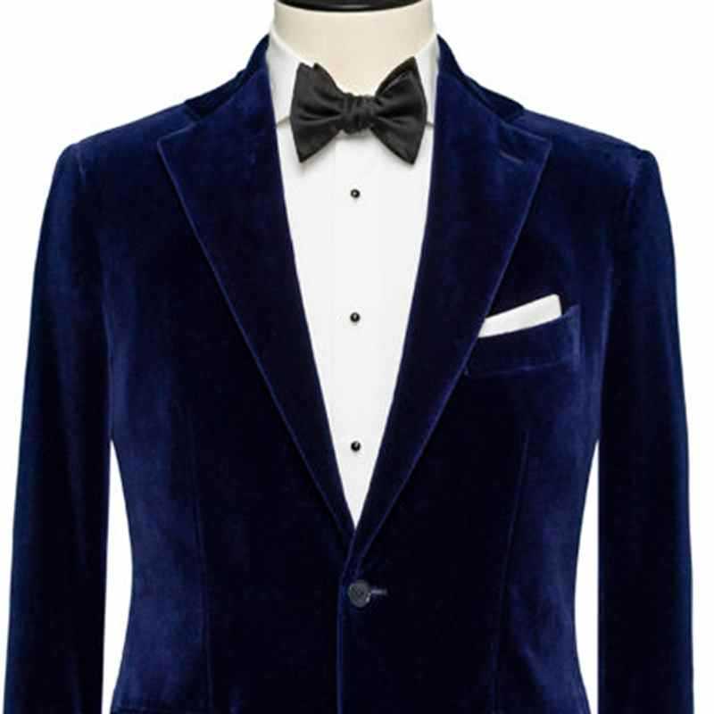 Royal Blue Velvet Men Suit Jacket for Prom Wear Dinner Blazer with Notched Lapel Blazer Male Tops Dress