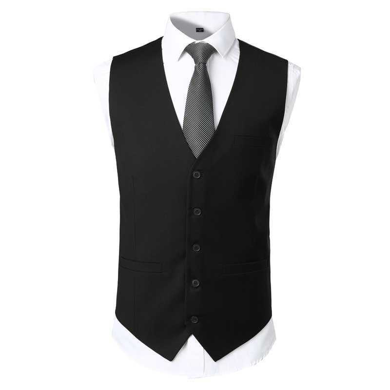 Men's Black Dress Vest with Tie 2021 Brand New Sleeveless Slim Fit Men Tuxedo Vests Formal Business Wedding Pocket Gilet Homme