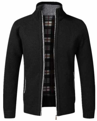 New Men's Sweaters Slim Fit Stand Collar Zipper Jacket Autumn Winter Warm Knitted Cardigan Coats Male Clothing Casual Knitwear