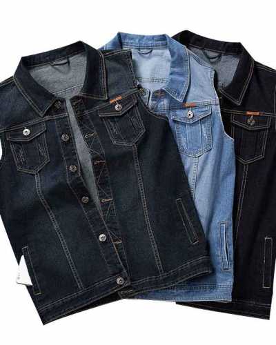 Plus Size 8XL 7XL 6XL 5XLCotton Jeans Sleeveless Jacket Vest Men  Denim Jeans Vest Male Cowboy Outdoors Waistcoat Mens Jackets