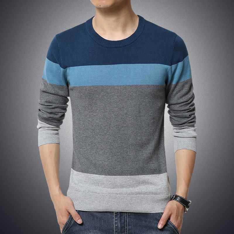 M 3XL Winter Casual Men's Sweater O Neck Striped Slim Fit Knittwear Mens Sweaters Pullovers Pullover Men Pull Homme