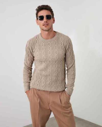 Male Bicycle Neck Hair Weave Knitwear Sweater