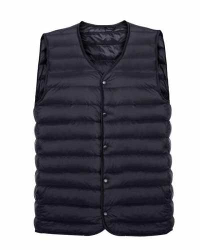 Brand Men Down Vest Ultra Light Down Vest Portable V neck Sleeveless Coat Man Winter Without Collar Warm Liner