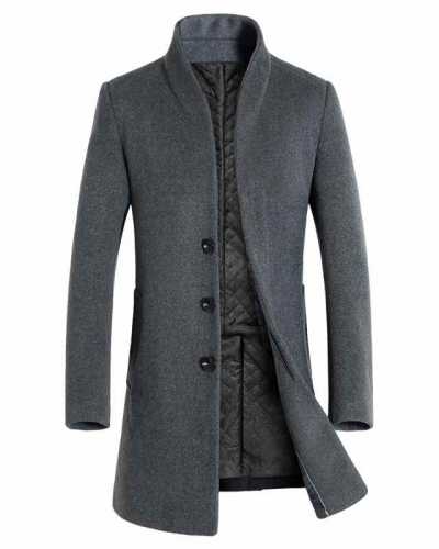 Men Coats 2021 Winter Mid length Trench Jackets Casual Solid Single Breasted Long Sleeve Lapel Collar Overcoat Male Slim Jacket