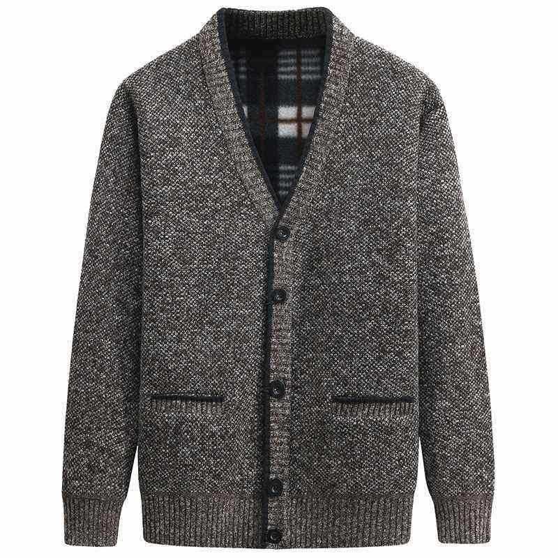 Men's New Autumn and winter thick warm cardigan jacket casual V neck button sweater big pockets men's cardigan sweater