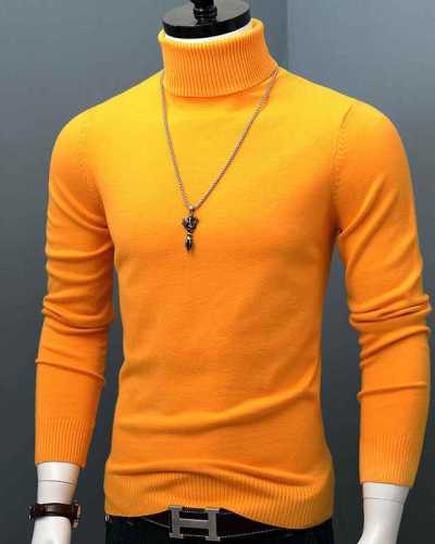 Korea Men Cotton Turtle Neck Turtleneck Sweater Stretch Slim Fit Brand Knitted Pullovers Men Clothes M L XL 2XL 3XL L15