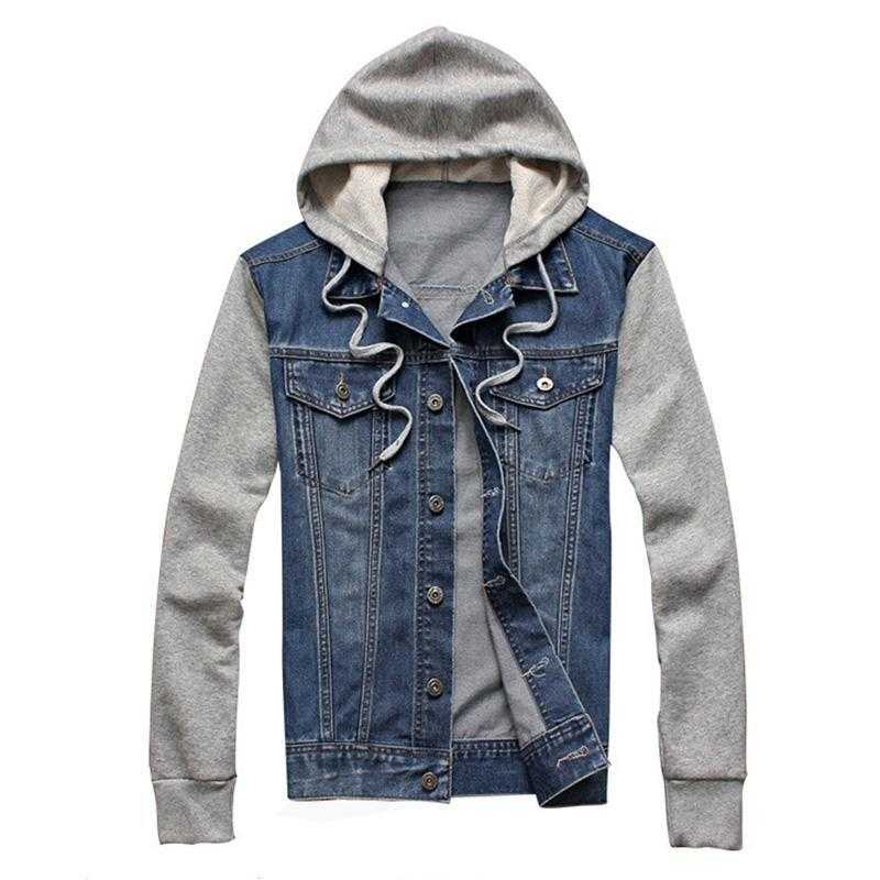 2019 Denim Men Hooded Sportswear Outdoors Casual Fashion Jeans Jackets Hoodies Cowboy Mens Jacket and Coat Plus Size