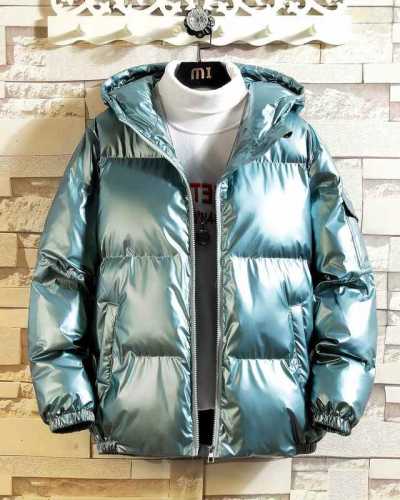 2021 Men Warm Jacket Winter Glossy Younger Women Hooded Parka Silver/Black/Gold/Blue Plus Size Thick Padded Female Boy Overcoat