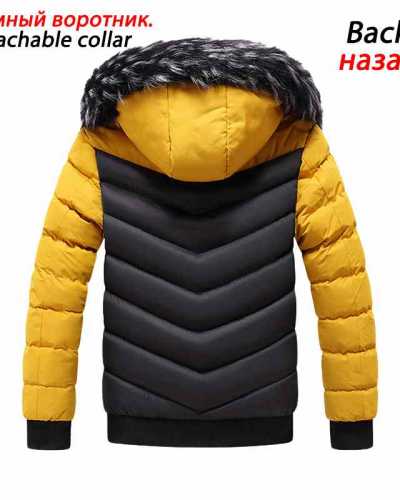 Winter Jacket Men 2021 Fur Collar Hooded Thick Warm Cotton Outwear Man Patchwork Parka and Coats Windbreaker Parkas Male M 5XL
