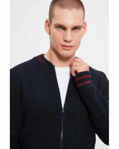 Male Zipper Regular Fit Knitwear Cardigan