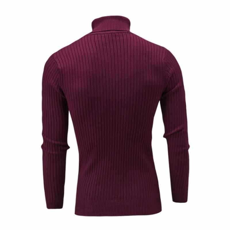 Winter Jacquard Sweaters Men Turtleneck Warm Solid Color Long Sleeve Pullover Sport Male Knitted Slim New Year Clothing