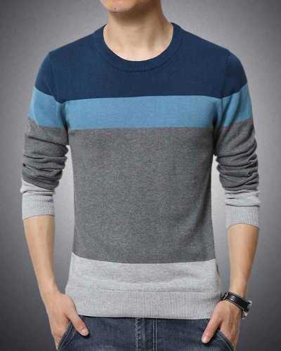 M 3XL Winter Casual Men's Sweater O Neck Striped Slim Fit Knittwear Mens Sweaters Pullovers Pullover Men Pull Homme