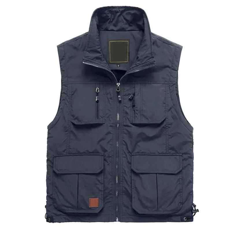 Summer Spring Mesh Thin Multi Pocket Vest for Male LargeSize Male Casual Sleeveless Jacket with Many Pockets Reporter Waistcoat