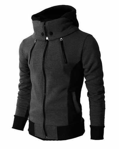 ZITY Zipper Hooded Sweatshirt Men Fashion 2020 Spring Casual Patchwork Fleece Warm Hoodies Sweatshirts Male Streetswear Coat