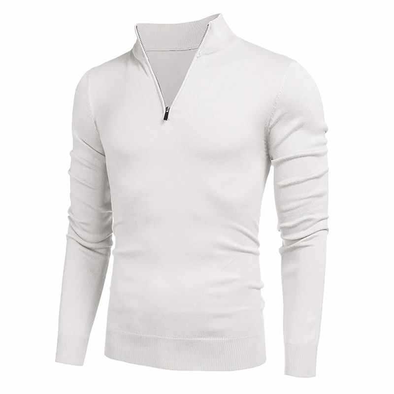 Men's Autumn Winter Sweaters Men Solid Color Turtleneck Long Sleeve Zipper Slim Pullovers Blouse Tops Male Knitwear Sweater