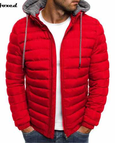 Jacket Casual Warm Clothes Men Winter Parkas Windproof Solid Hooded Cotton Coat Mens Overcoat Streetwear Zipper Puffer Jacket