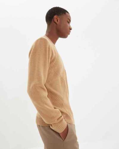 Male Slim Fit Bike Collar Jacquard Sweater