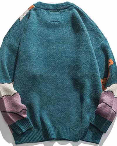 Harajuku Cartoon Little Dinosaur Knitted Sweater Winter Sweater Men Women Vintage Sweater Pullover Casual Streetwear