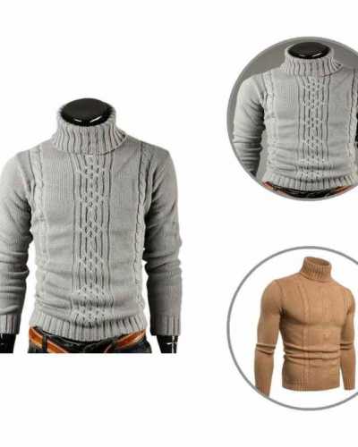 Comfortable Male Slim Turtleneck Sweater Long Sleeve Casual Sweater for Winter knitted sweater