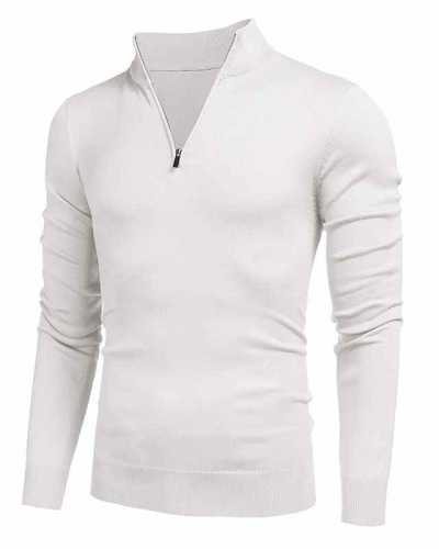 Men's Autumn Winter Sweaters Men Solid Color Turtleneck Long Sleeve Zipper Slim Pullovers Blouse Tops Male Knitwear Sweater