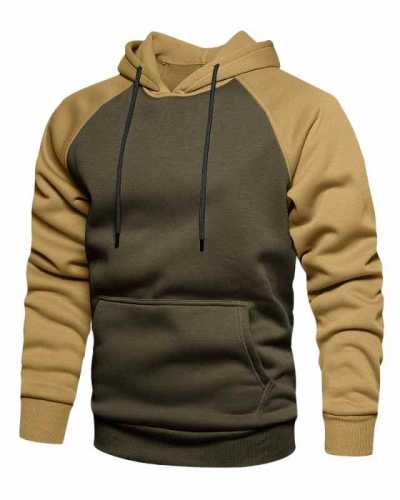 Fleece Warm Men's Hooded Sweatshirt Hoodies Patchwork Autumn Winter Loose Streetwear Hoodie Male Casual Fashion Hoody Outwear