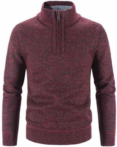 Winter Men's Fleece Thicker Sweater Half Zipper Turtleneck Warm Pullover Male Clothing Casual Slim Knitted Wool Sweaters For